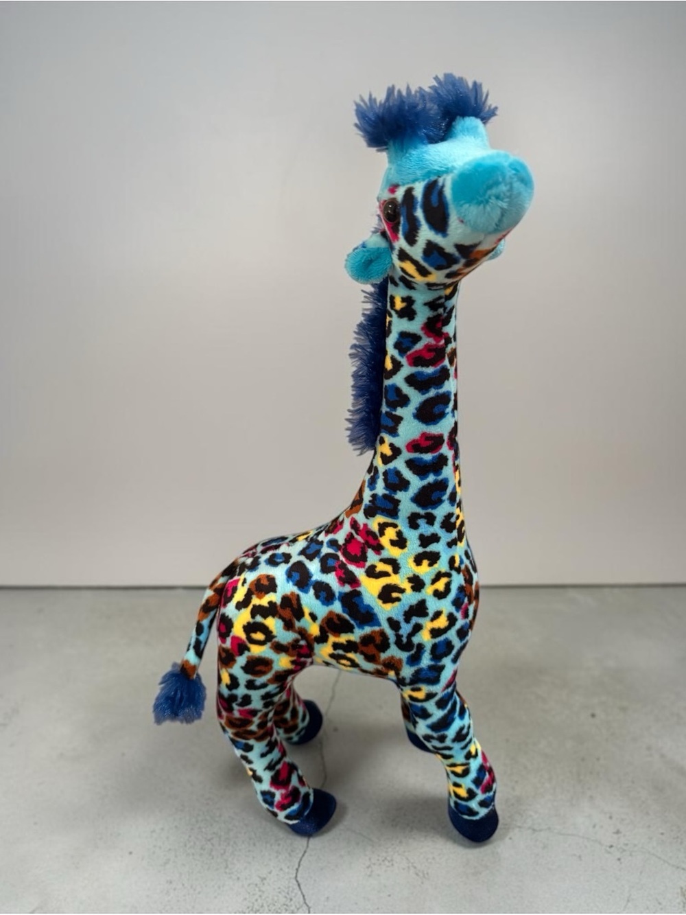 Aurora 17” Plush Giraffe Blue Multicolor Leopard Print Stuffed Animal Toy Nov 17